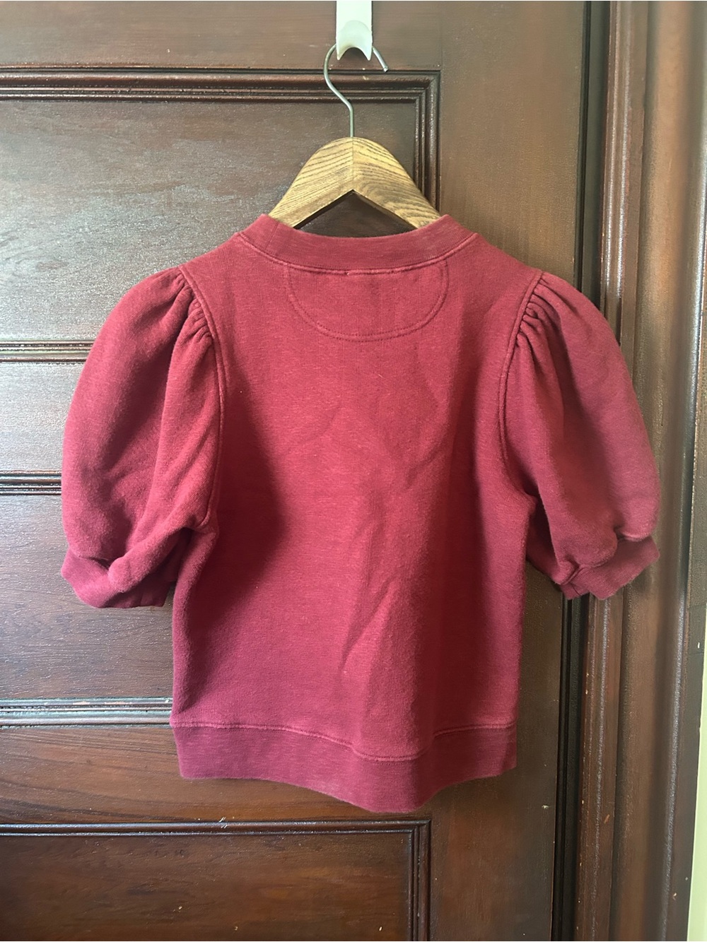 Ulla Johnson Crew Neck Puff Sleeve Maroon Sweatshirt Size Small - Picture 4 of 7